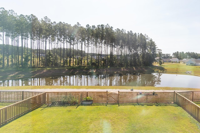 view of yard with a water view