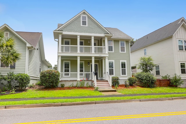 5242 E Dolphin St, North Charleston, SC 29405 - view of front of home featuring a balcony and a porch