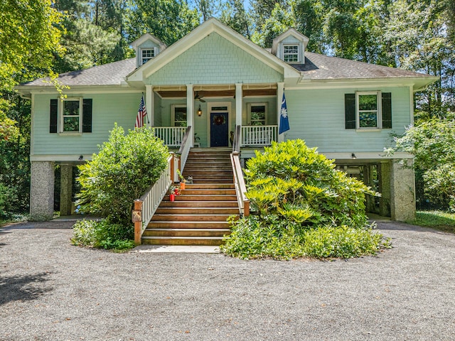 view of front facade featuring covered porch