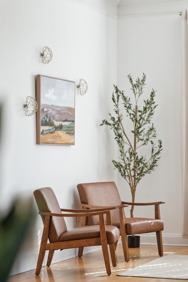 sitting room featuring light hardwood / wood-style floors