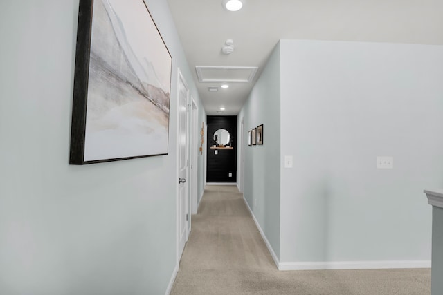 204 Honey Horn Dr, Summerville, SC 29486 - hall with baseboards, recessed lighting, attic access, and light carpet