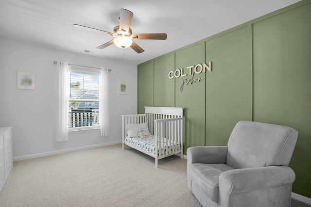 204 Honey Horn Dr, Summerville, SC 29486 - bedroom featuring light carpet, ceiling fan, baseboards, and a nursery area