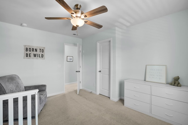 204 Honey Horn Dr, Summerville, SC 29486 - bedroom with visible vents, baseboards, a ceiling fan, and light carpet