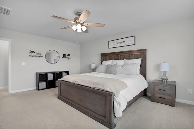 204 Honey Horn Dr, Summerville, SC 29486 - bedroom with visible vents, baseboards, a ceiling fan, and light carpet