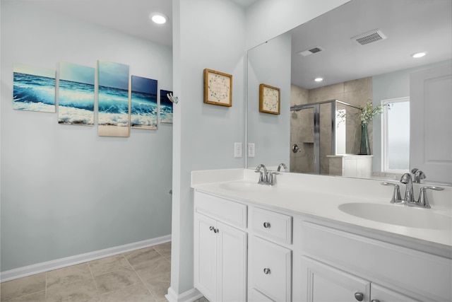 204 Honey Horn Dr, Summerville, SC 29486 - bathroom featuring a sink, visible vents, and a stall shower
