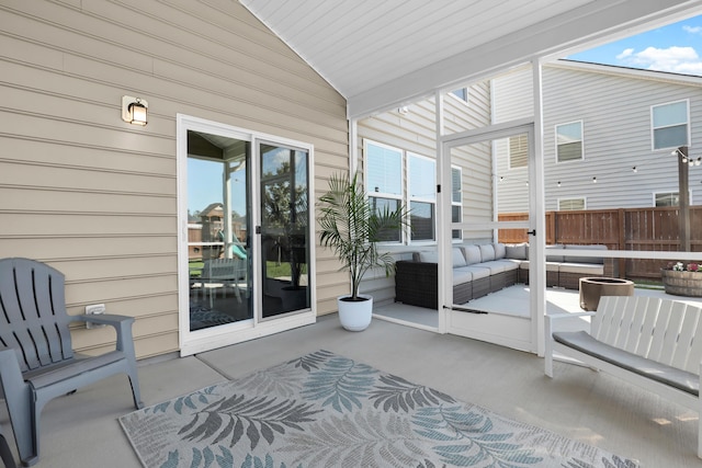 204 Honey Horn Dr, Summerville, SC 29486 - sunroom with wooden walls, outdoor lounge area, and vaulted ceiling