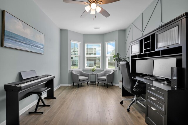 204 Honey Horn Dr, Summerville, SC 29486 - office featuring wood finished floors, ceiling fan, baseboards, and visible vents
