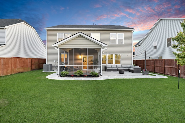 204 Honey Horn Dr, Summerville, SC 29486 - rear view of house featuring a patio area, a yard, a sunroom, and an outdoor hangout area