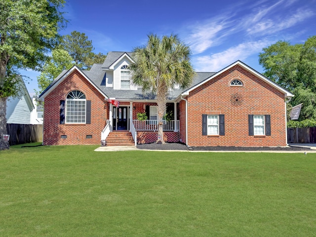 5505 Indigo Makers Trce, Charleston, SC 29418 - view of front of property featuring fence, brick siding, a porch, a front yard, and crawl space
