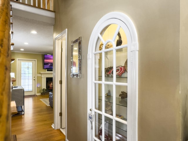 5505 Indigo Makers Trce, Charleston, SC 29418 - hall with a textured ceiling, recessed lighting, and wood finished floors