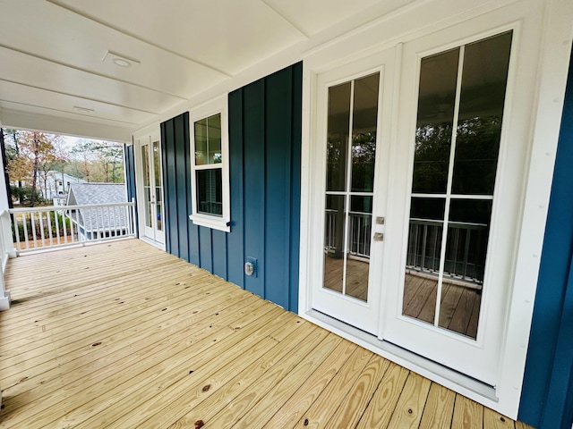 wooden terrace featuring french doors