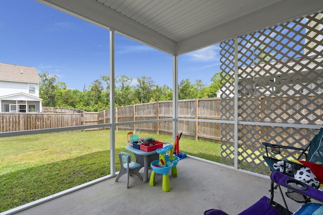 view of unfurnished sunroom