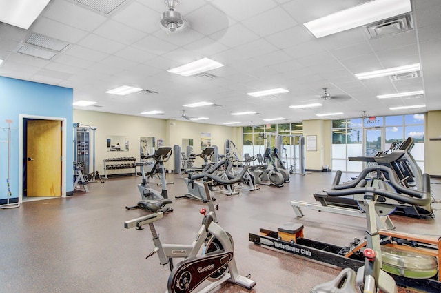 121 Ancestry Ln, Moncks Corner, SC 29461 - workout area with a paneled ceiling and ceiling fan