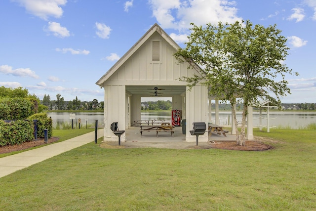 121 Ancestry Ln, Moncks Corner, SC 29461 - surrounding community with a lawn, a water view, a gazebo, and a patio