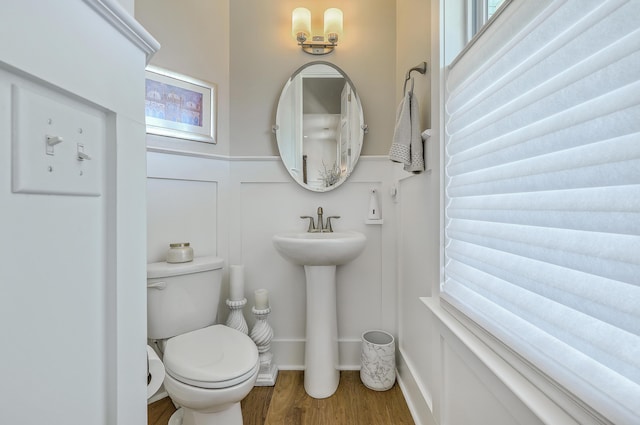 bathroom featuring toilet and hardwood / wood-style flooring