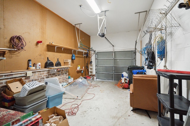garage with a garage door opener