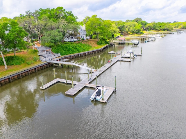 view of dock featuring a water view