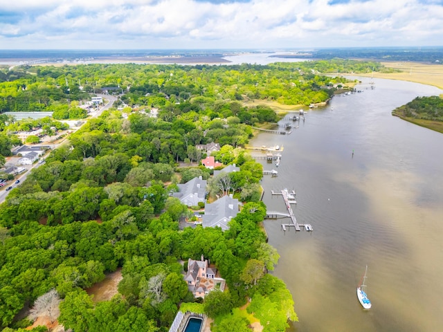 bird's eye view featuring a water view