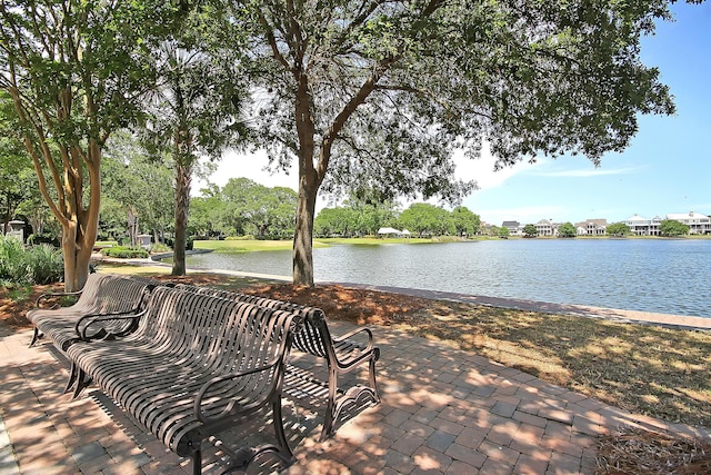 view of community featuring a water view