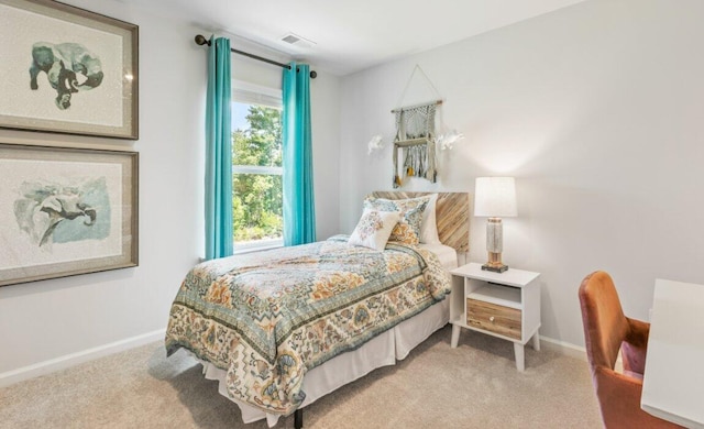 carpeted bedroom with multiple windows