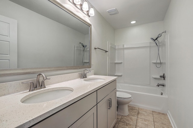 211 Saxony Loop, Summerville, SC 29486 - full bathroom featuring shower / bathtub combination, double vanity, toilet, recessed lighting, and baseboards
