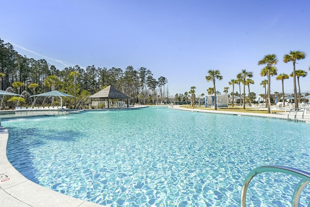 pool featuring a gazebo