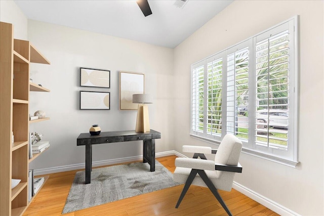 555 Pointe Of Oaks Rd, Summerville, SC 29485 - office with wood finished floors, baseboards, and ceiling fan