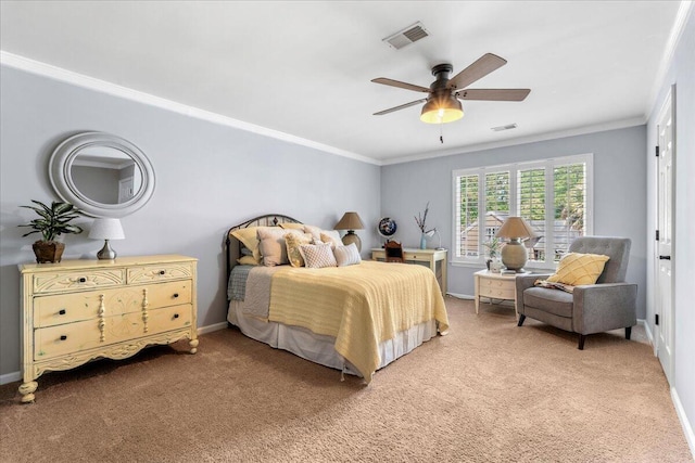 555 Pointe Of Oaks Rd, Summerville, SC 29485 - bedroom with light colored carpet, ornamental molding, a ceiling fan, and baseboards