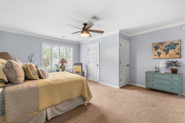 555 Pointe Of Oaks Rd, Summerville, SC 29485 - bedroom with crown molding, carpet, a ceiling fan, and baseboards