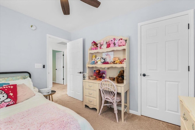555 Pointe Of Oaks Rd, Summerville, SC 29485 - bedroom with light colored carpet, ceiling fan, and baseboards
