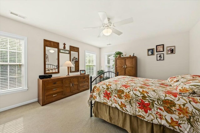 2132 Summerwood Dr, Mount Pleasant, SC 29466 - bedroom featuring light colored carpet, baseboards, and ceiling fan