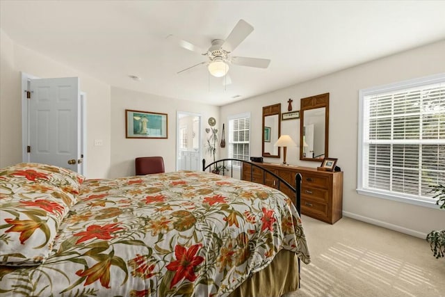 2132 Summerwood Dr, Mount Pleasant, SC 29466 - bedroom featuring light colored carpet, multiple windows, baseboards, and ceiling fan