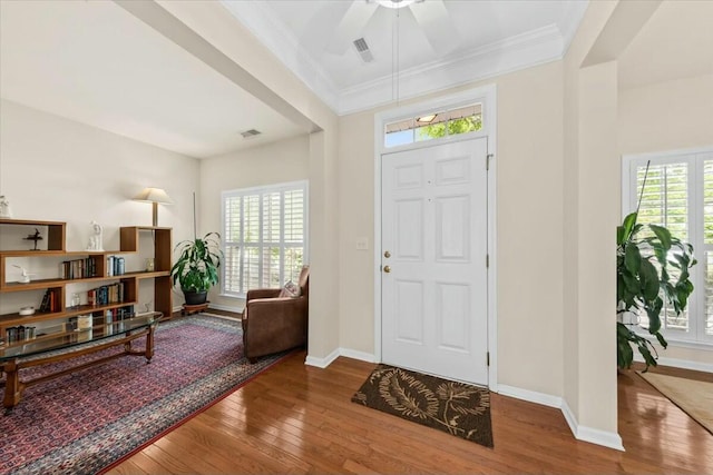 2132 Summerwood Dr, Mount Pleasant, SC 29466 - entryway with plenty of natural light, hardwood / wood-style floors, ornamental molding, and baseboards