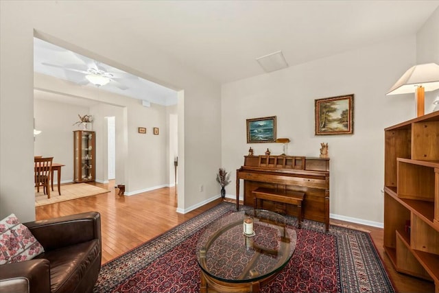 2132 Summerwood Dr, Mount Pleasant, SC 29466 - sitting room with wood finished floors, baseboards, and ceiling fan