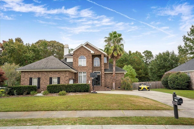 front facade featuring a front lawn