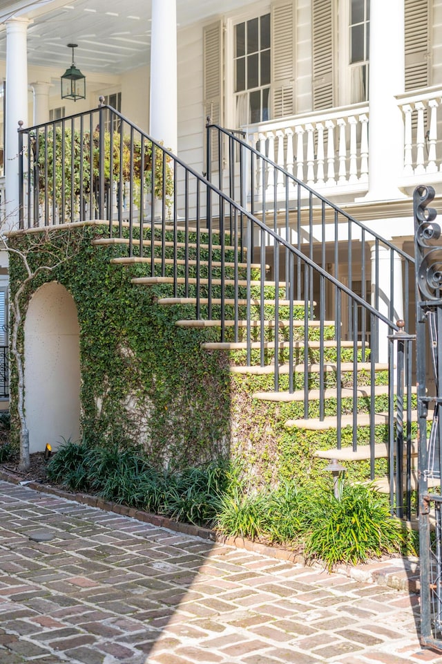 exterior space featuring stairs