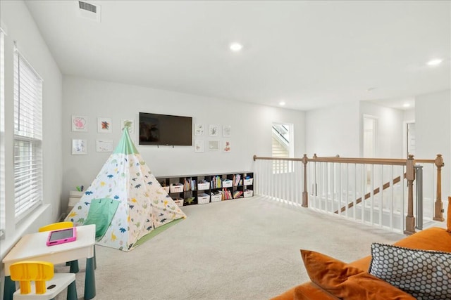 game room featuring carpet flooring