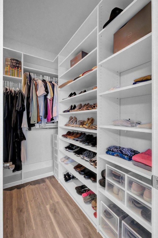 spacious closet with wood finished floors