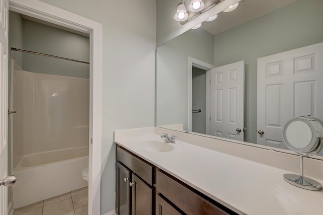 1589 Seabago Dr, Charleston, SC 29414 - bathroom with toilet, vanity, tile patterned flooring, and washtub / shower combination
