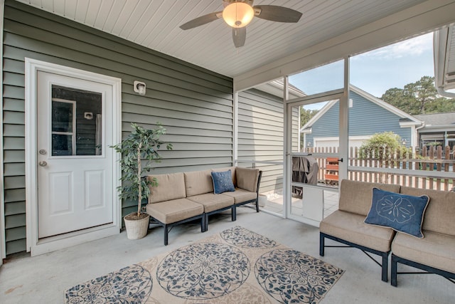 1589 Seabago Dr, Charleston, SC 29414 - sunroom featuring ceiling fan and an outdoor hangout area
