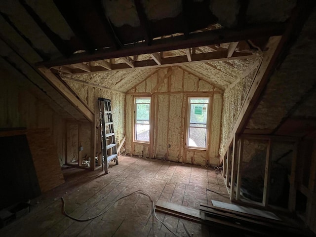 view of unfinished attic