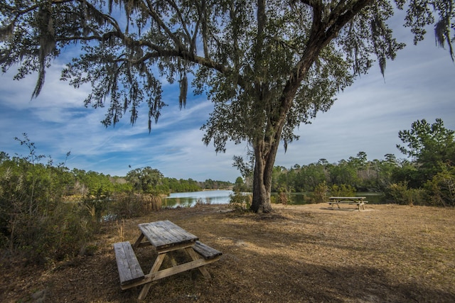 view of yard with a water view