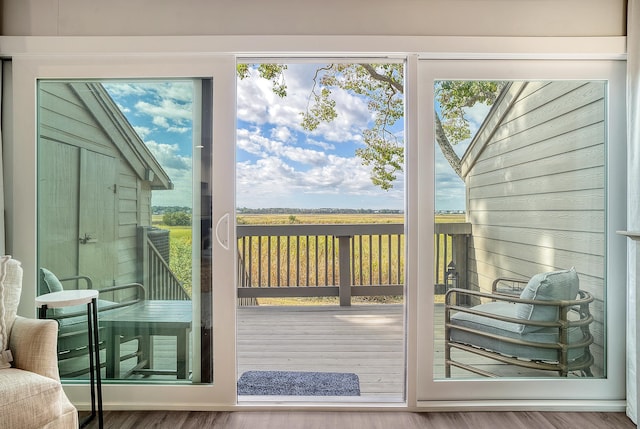 doorway featuring hardwood / wood-style floors