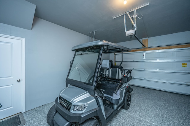 garage with a garage door opener