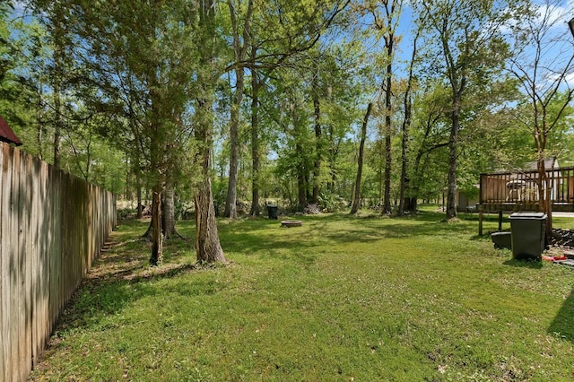 213 Travelers Rest Blvd, Summerville, SC 29485 - view of yard with a wooden deck and fence