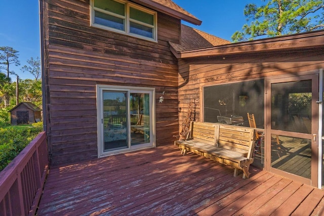 7897 Russell Creek Dr, Edisto Island, SC 29438 - wooden terrace featuring a storage shed