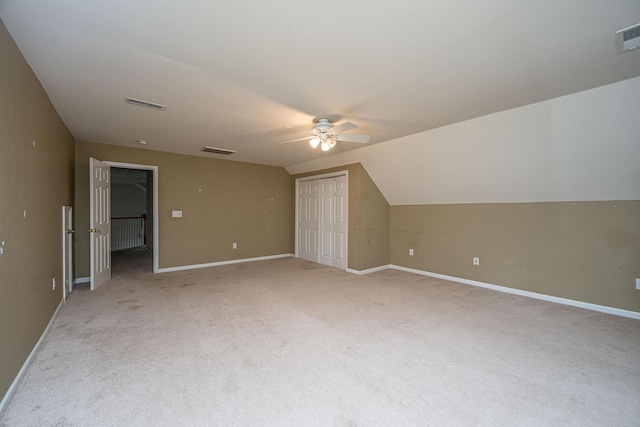 1629 Jorrington St, Mount Pleasant, SC 29466 - bonus room with a ceiling fan, light colored carpet, and vaulted ceiling