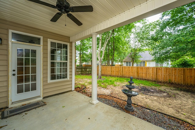 1629 Jorrington St, Mount Pleasant, SC 29466 - fenced backyard featuring a patio area and a ceiling fan
