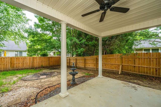 1629 Jorrington St, Mount Pleasant, SC 29466 - fenced backyard with a patio and a ceiling fan