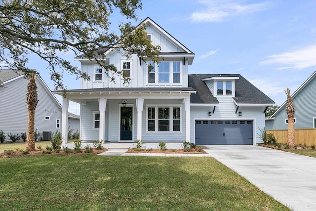 1183 Reserve Ln, Awendaw, SC 29429 - modern inspired farmhouse with board and batten siding, concrete driveway, a porch, and roof with shingles